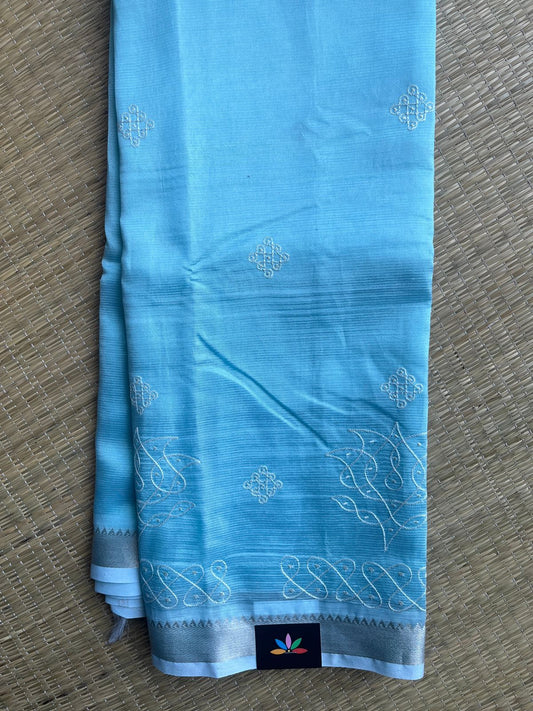 Kolam Embroidered Mangalagiri Silk Cotton Saree - 32201