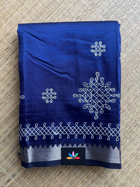 Kolam Embroidered Mangalagiri Silk Cotton Saree - 32202