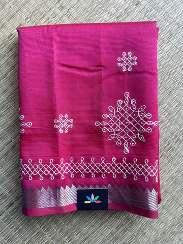 Kolam Embroidered Mangalagiri Silk Cotton Saree - 32203