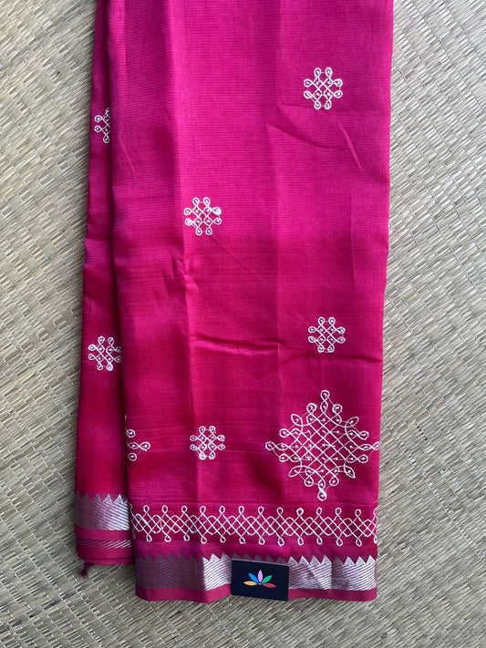 Kolam Embroidered Mangalagiri Silk Cotton Saree - 32203