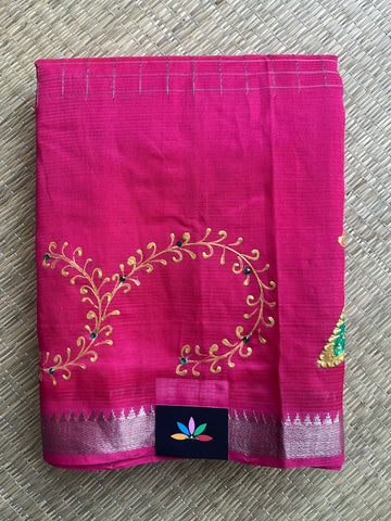 Hand Painted Mangalagiri Silk Cotton Saree - 32205