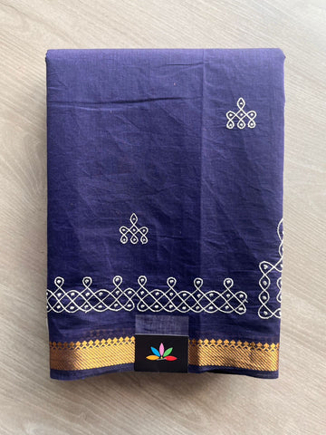 Kolam Embroidered Mangalagiri Cotton Saree - 32210