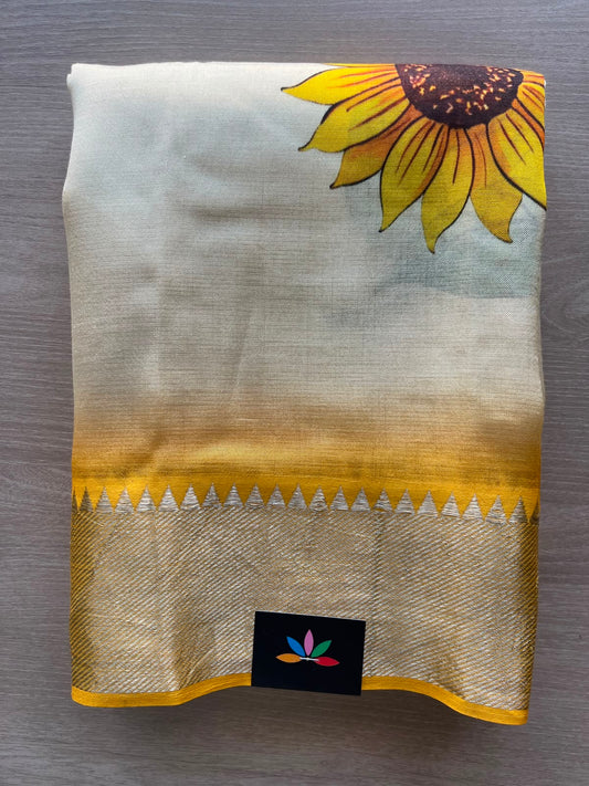 Sunflower Digital Printed Mangalagiri Silk Cotton Saree - 33151