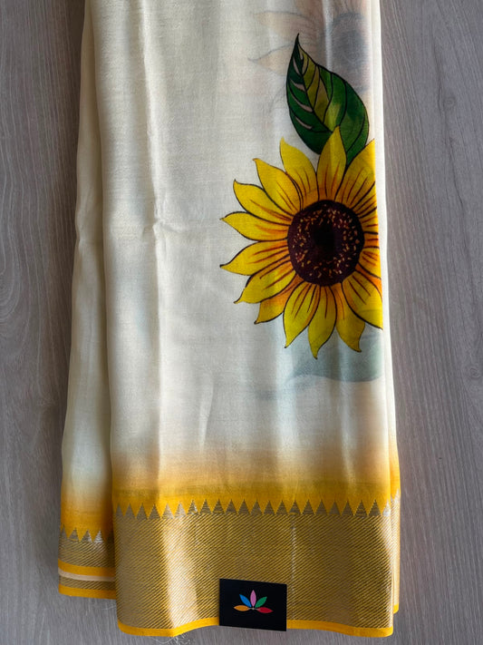 Sunflower Digital Printed Mangalagiri Silk Cotton Saree - 33151