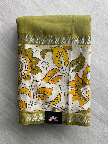 Kalamkari Border Mangalagiri Silk Cotton Saree - 35381