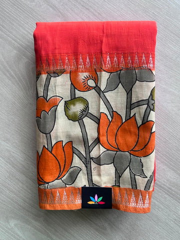 Kalamkari Border Mangalagiri Silk Cotton Saree - 35383
