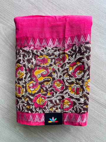 Kalamkari Border Mangalagiri Silk Cotton Saree - 35384