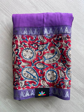 Kalamkari Border Mangalagiri Silk Cotton Saree - 35385