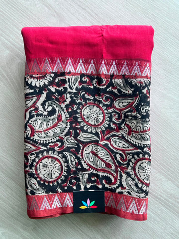 Kalamkari Border Mangalagiri Silk Cotton Saree - 35387