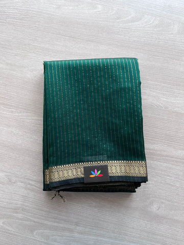 Handwoven Zari Stripped Maheshwari Silk Cotton Saree -9255