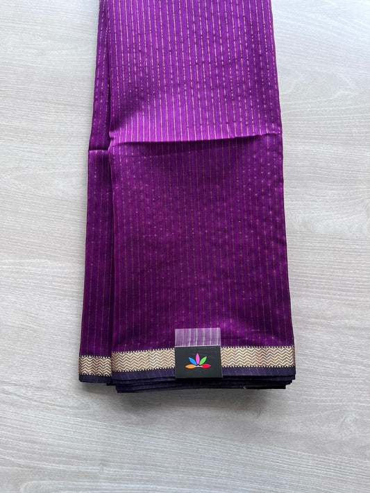 Handwoven Zari Stripped Maheshwari Silk Cotton Saree -9258