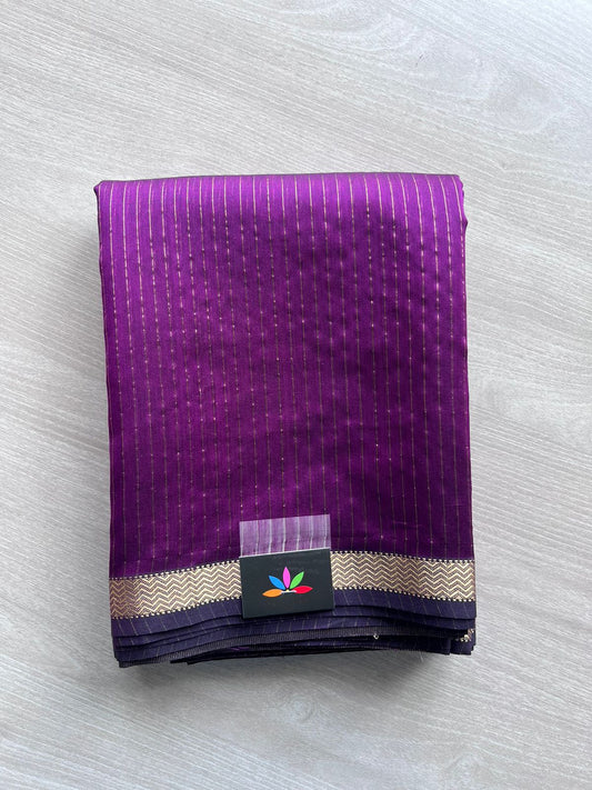 Handwoven Zari Stripped Maheshwari Silk Cotton Saree -9258