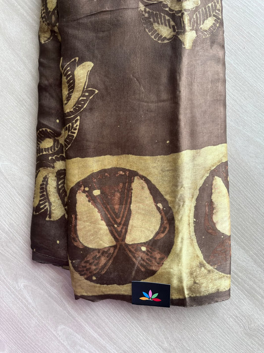 Natural Dyed Hand Block Printed Modal Silk Saree - 35704
