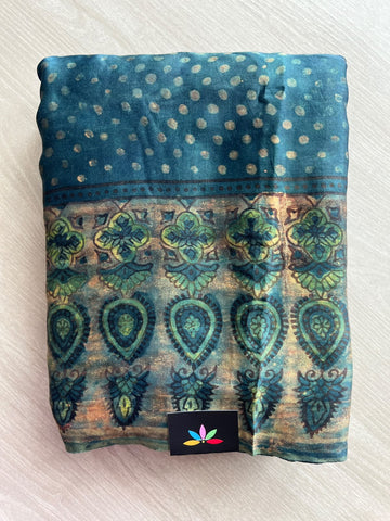Natural Dyed Hand Block Printed Modal Silk Saree - 35705
