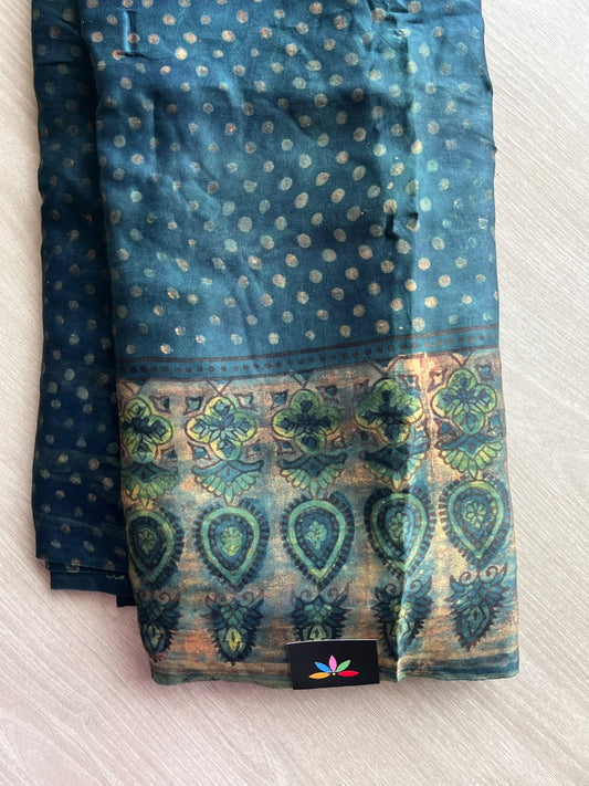 Natural Dyed Hand Block Printed Modal Silk Saree - 35705