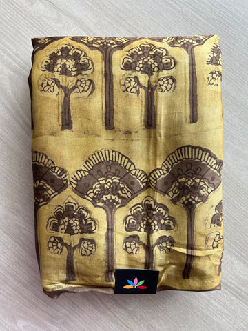 Natural Dyed Hand Block Printed Modal Silk Saree - 35706