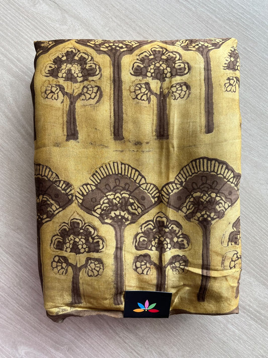 Natural Dyed Hand Block Printed Modal Silk Saree - 35706