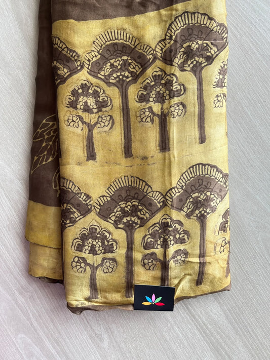 Natural Dyed Hand Block Printed Modal Silk Saree - 35706