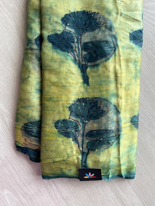 Natural Dyed Hand Block Printed Modal Silk Saree - 35707