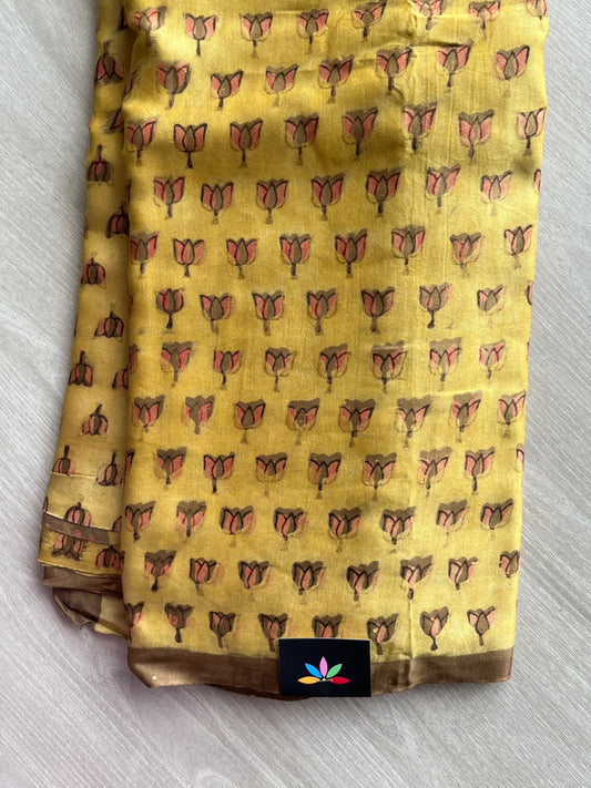 Natural Dyed Hand Block Printed Modal Silk Saree - 35708