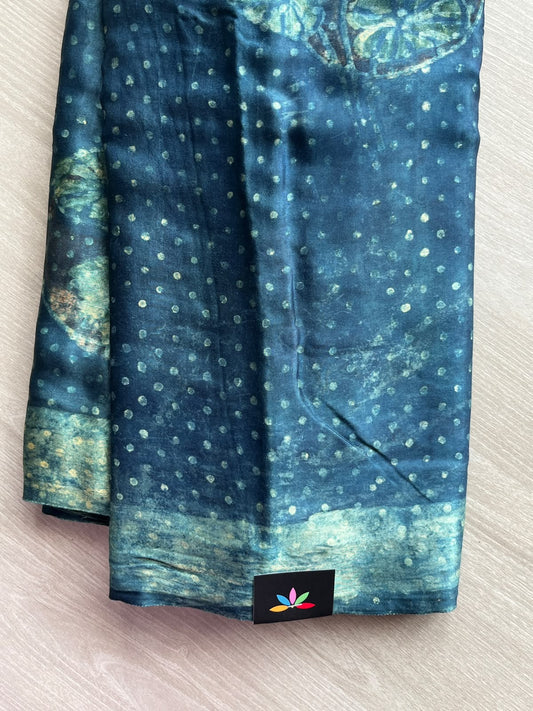 Natural Dyed Hand Block Printed Modal Silk Saree - 35709