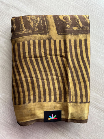 Natural Dyed Hand Block Printed Modal Silk Saree - 35710
