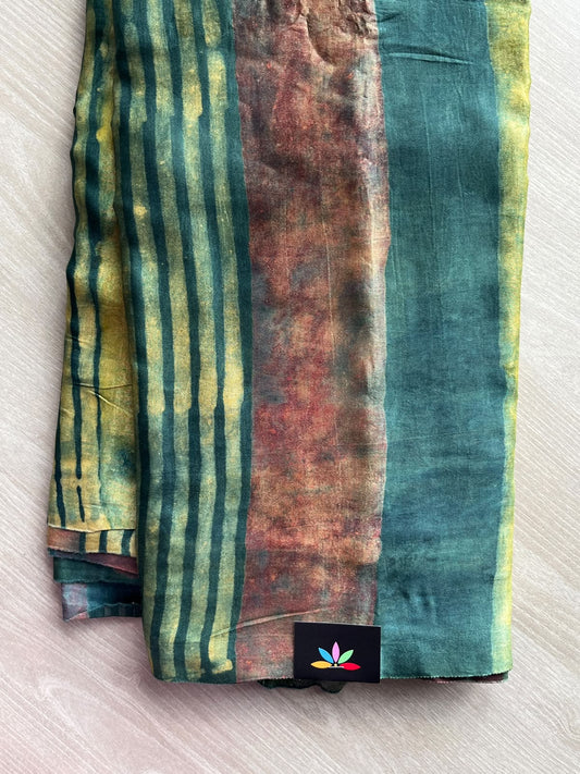 Natural Dyed Hand Block Printed Modal Silk Saree - 35711