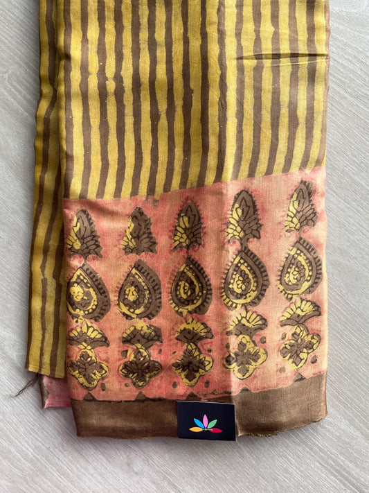 Natural Dyed Hand Block Printed Modal Silk Saree - 35712