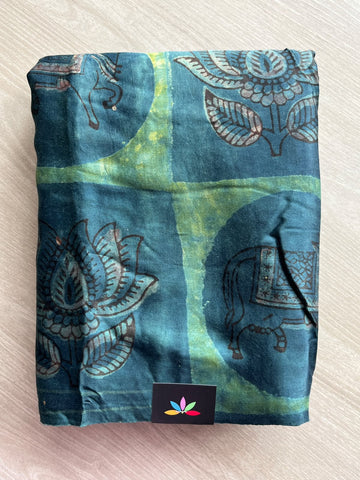 Natural Dyed Hand Block Printed Modal Silk Saree - 35713