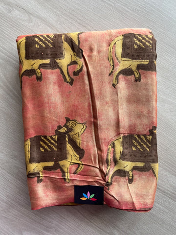 Natural Dyed Hand Block Printed Modal Silk Saree - 35714