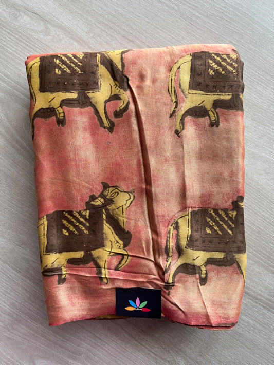 Natural Dyed Hand Block Printed Modal Silk Saree - 35714
