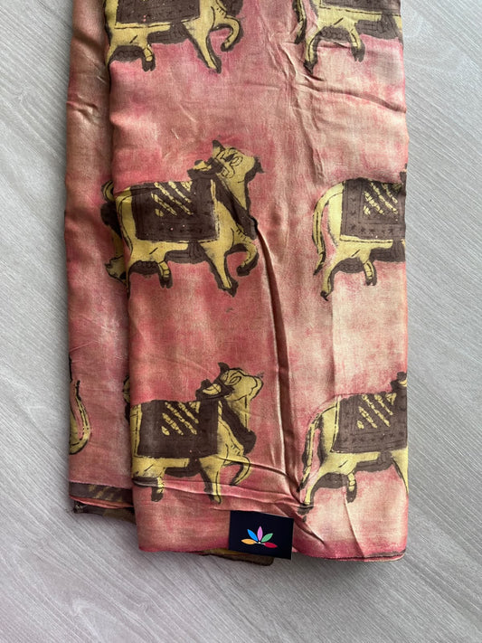 Natural Dyed Hand Block Printed Modal Silk Saree - 35714