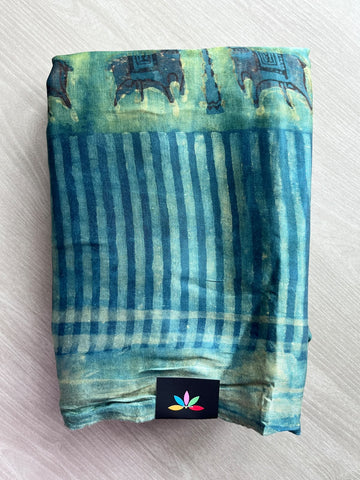 Natural Dyed Hand Block Printed Modal Silk Saree - 35715