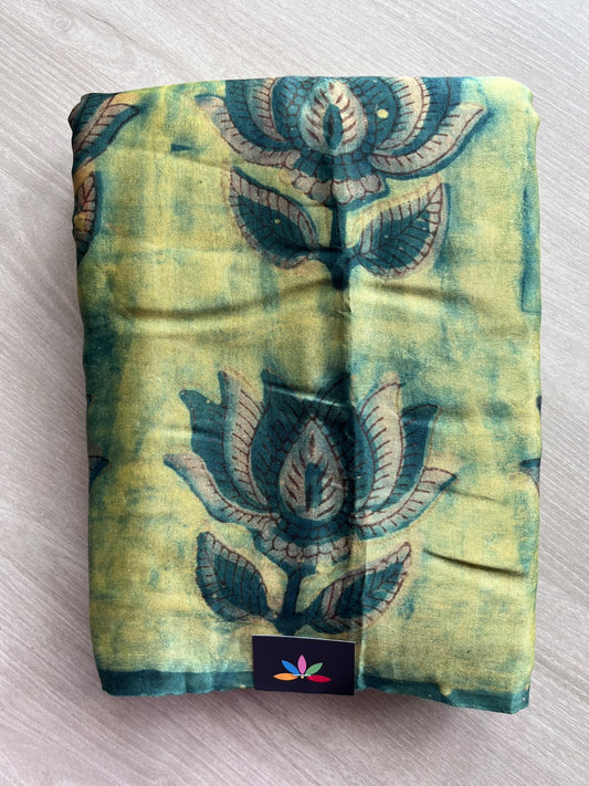 Natural Dyed Hand Block Printed Modal Silk Saree - 35717