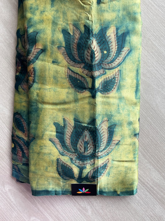 Natural Dyed Hand Block Printed Modal Silk Saree - 35717