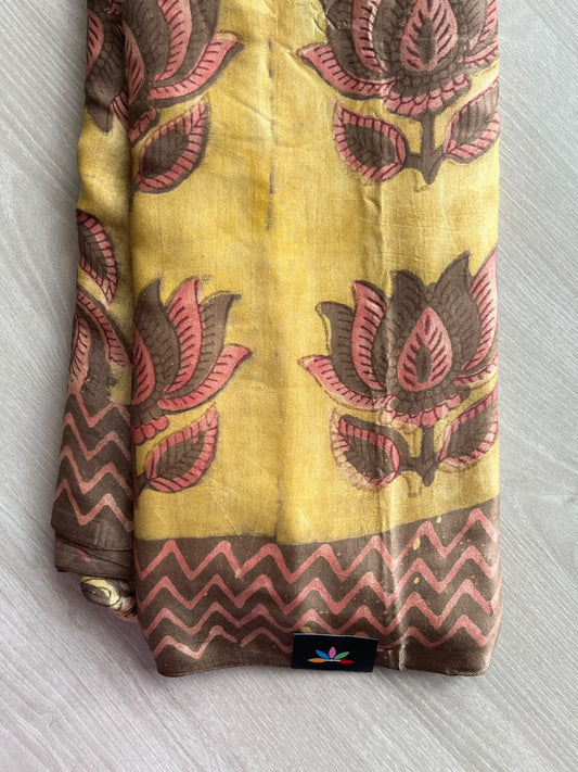Natural Dyed Hand Block Printed Modal Silk Saree - 35719