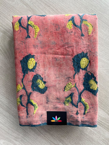 Natural Dyed Handblock Printed Mul Cotton Saree - 36473