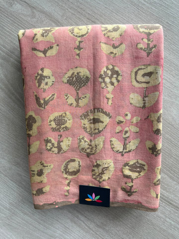 Natural Dyed Handblock Printed Mul Cotton Saree - 36475