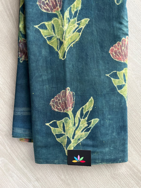 Natural Dyed Handblock Printed Mul Cotton Saree - 36476