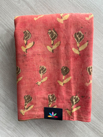 Natural Dyed Handblock Printed Mul Cotton Saree - 36478
