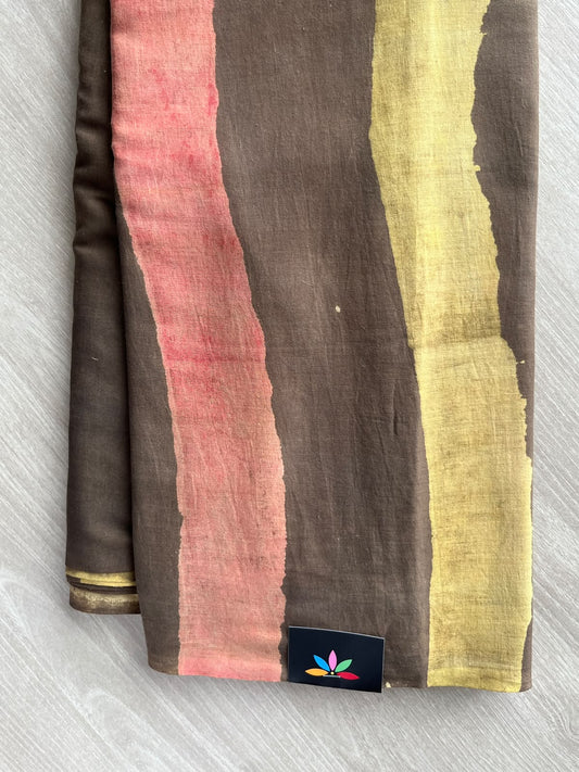 Natural Dyed Handblock Printed Mul Cotton Saree - 36480
