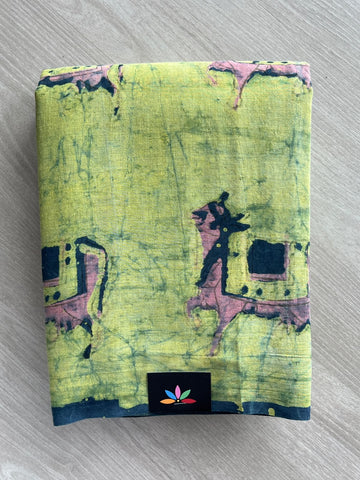 Natural Dyed Handblock Printed Mul Cotton Saree - 36481