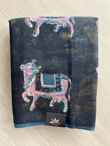 Natural Dyed Handblock Printed Mul Cotton Saree - 36482