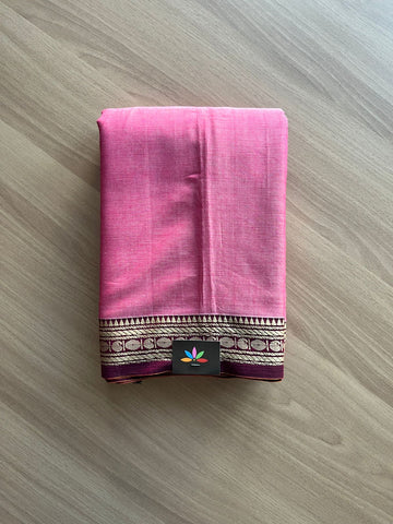 Small Paisley Border Narayanapet Mercerized Cotton Saree -14178