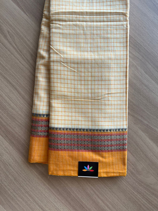 Checked Narayanpet Mercerized Cotton Saree -15013