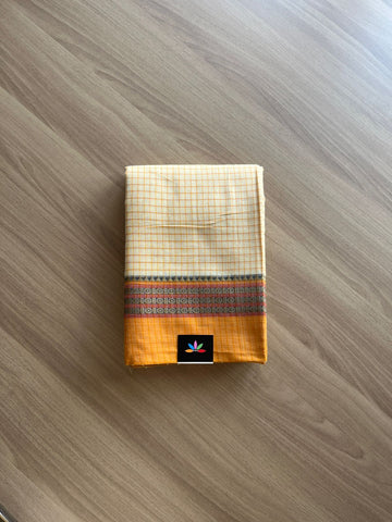 Checked Narayanpet Mercerized Cotton Saree -15013