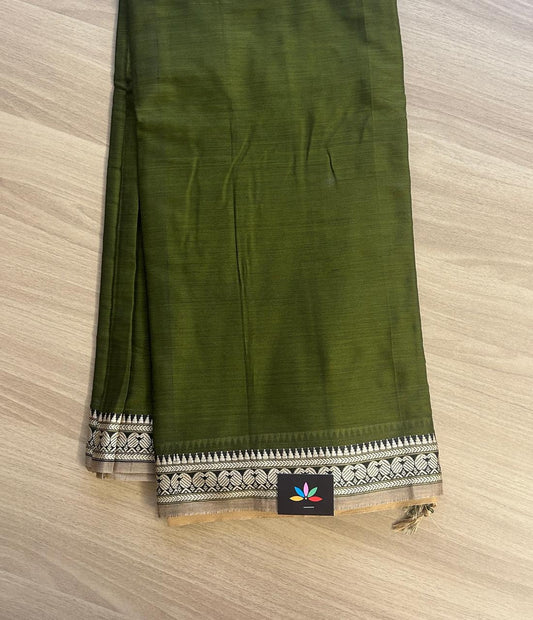 Handloom Small Border Narayanpet Cotton Saree -16686