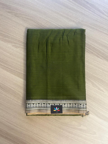 Handloom Small Border Narayanpet Cotton Saree -16686