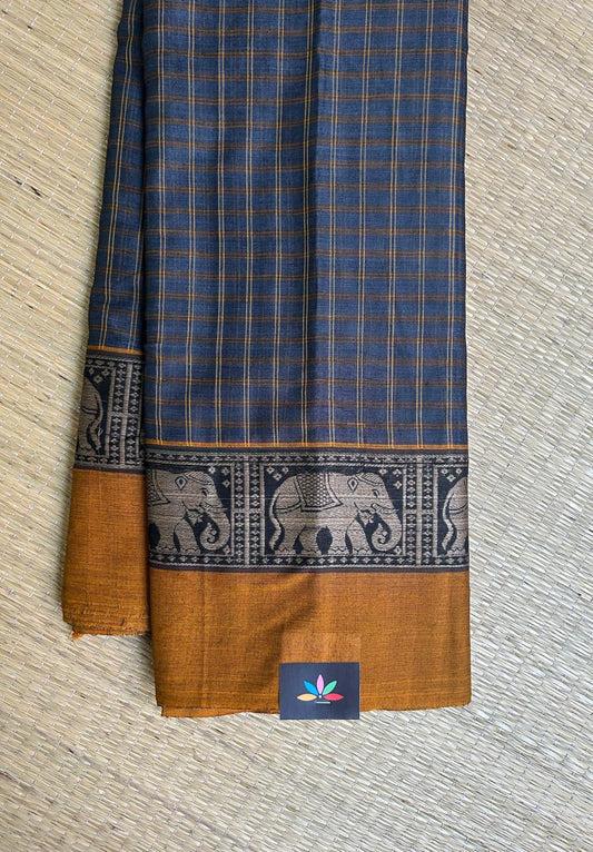 Checked Handloom Narayanpet Cotton Saree - 18564