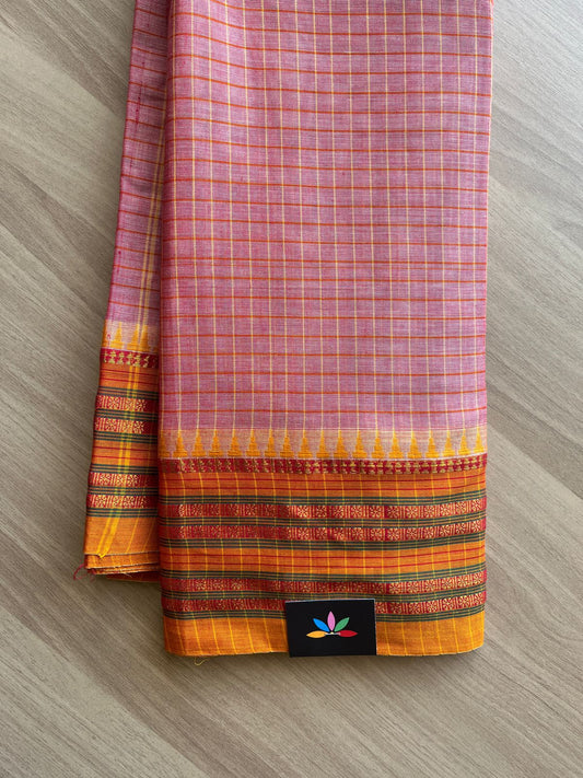 Checked Handloom Narayanpet Cotton Saree -16692